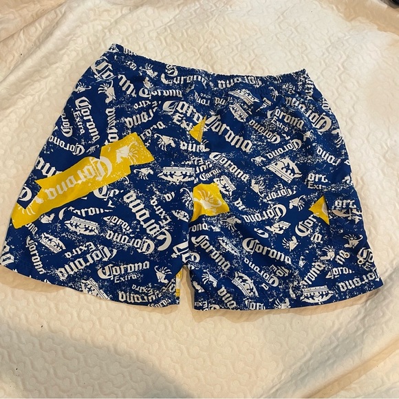 Corona Swim Trunks Men’s XL Blue Yellow Netted Lined Summer Beach Travel Beer - Picture 8 of 8